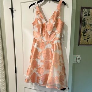 Elegant Floral Coral and White Dress